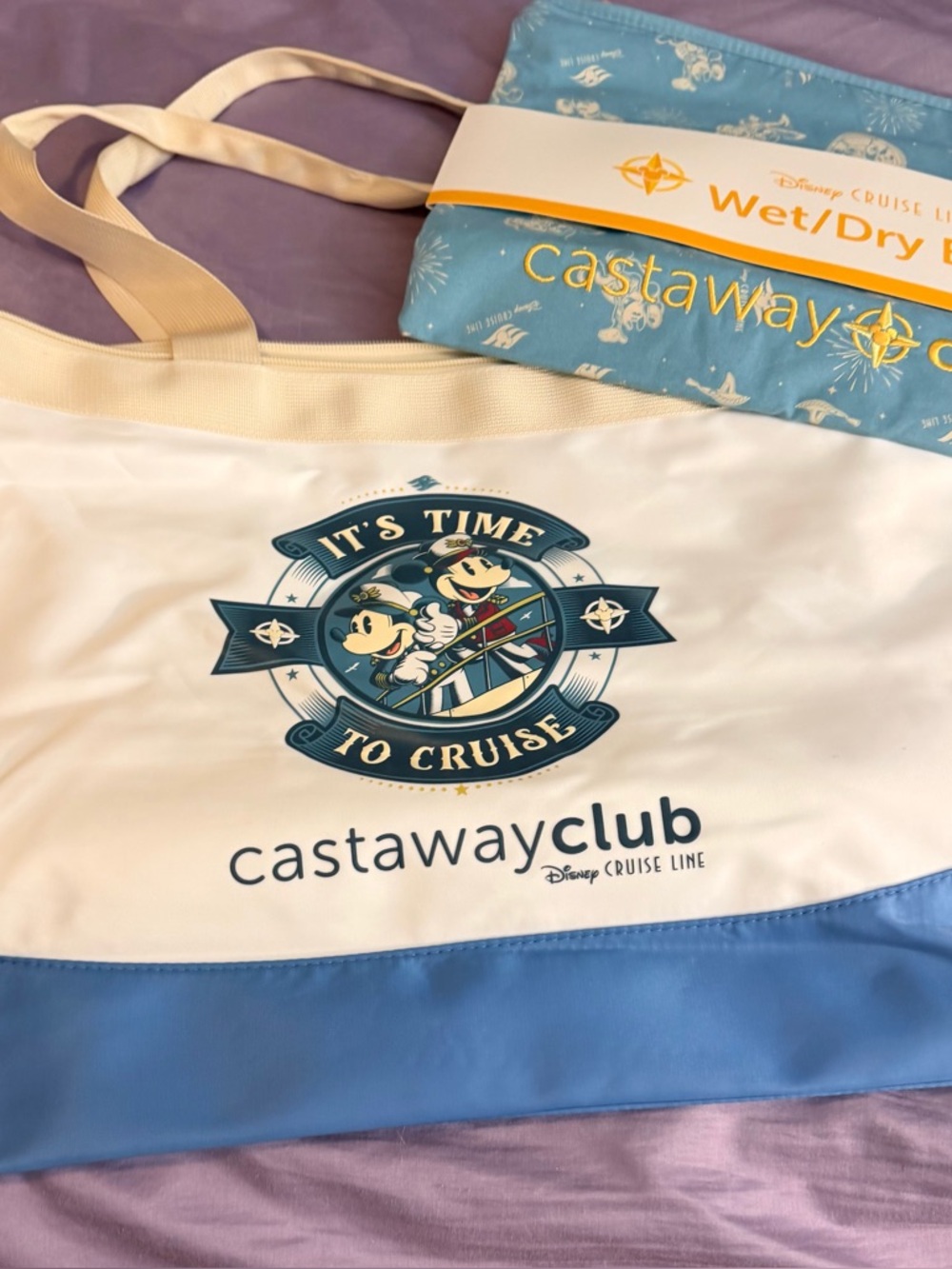Disney White and Light Blue Castaway Club Cruise Tote